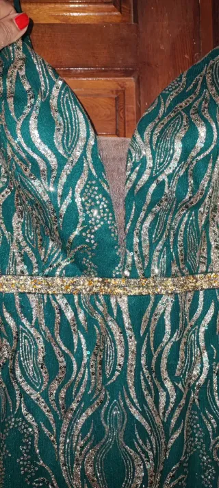 Vestido Fiesta Paparazzi Verde y Dorado