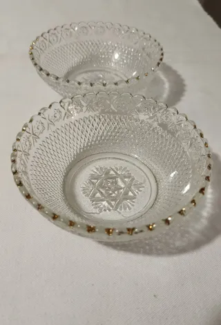 Set 2 ciotole vintage con bordo dorato