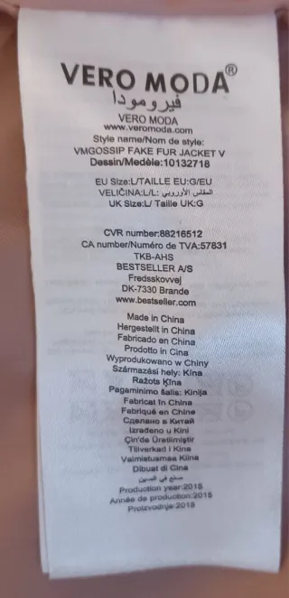 Chaquetón pelo sintético Vero Moda rosa Talla M