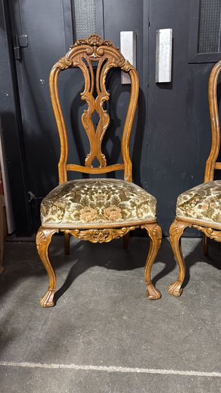 Juego de 2 Sillas Rococo Vintage Madera y Tela