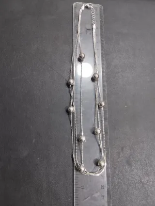 Gargantilla triple cadena con bolas plata 8mm