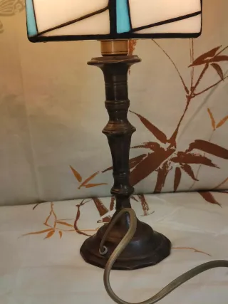 Coppia abat-jour Tiffany vetro e ottone