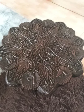 Mesita té madera tallada turca