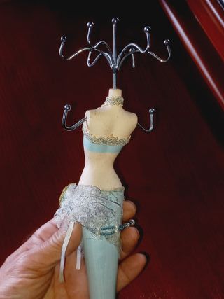 Manequim Vintage para Jóias Azul e Branco