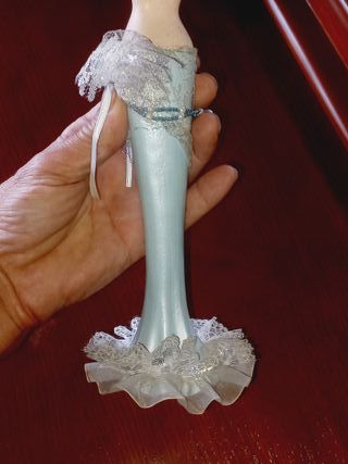 Manequim Vintage para Jóias Azul e Branco