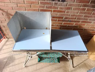 Mesa plegable camping metal y cristal