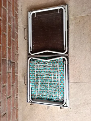 Mesa plegable camping metal y cristal