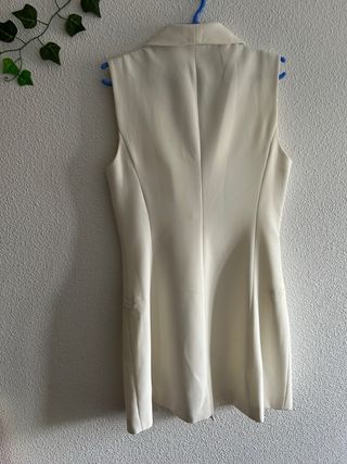 Vestido Chaleco Traje Blanco Stradivarius Talla S