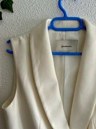 Vestido Chaleco Traje Blanco Stradivarius Talla S