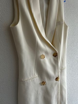 Vestido Chaleco Traje Blanco Stradivarius Talla S