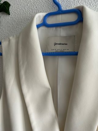 Vestido Chaleco Traje Blanco Stradivarius Talla S