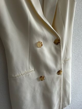 Vestido Chaleco Traje Blanco Stradivarius Talla S