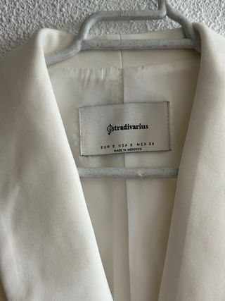 Vestido Chaleco Traje Blanco Stradivarius Talla S