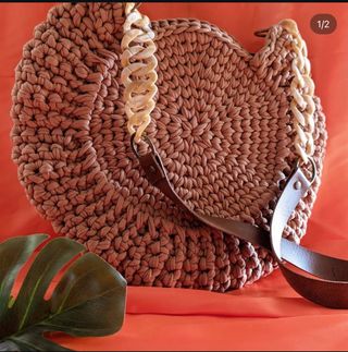 Bolso Crochet Malla Beige/Marrón