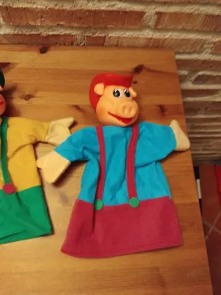 Lote de 4 marionetas de mano de los 3 cerditos