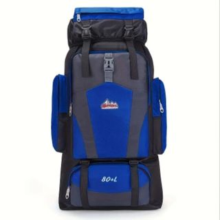 Mochila 80L Senderismo Camping. Azul Gris