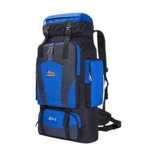 Mochila 80L Senderismo Camping. Azul Gris