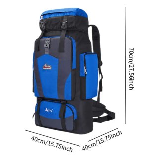 Mochila 80L Senderismo Camping. Azul Gris