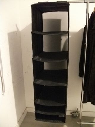 Perchero/Burra, estantes tela negra burra, cesta