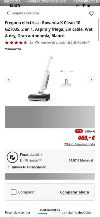 Fregona eléctrica Rowenta X Clean 10