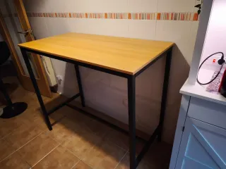 Mesa alta cocina/comedor madera y metal