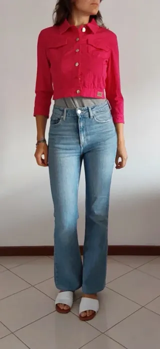 Giacca jeans fucsia crop Luckylu