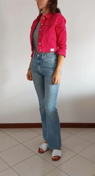 Giacca jeans fucsia crop Luckylu