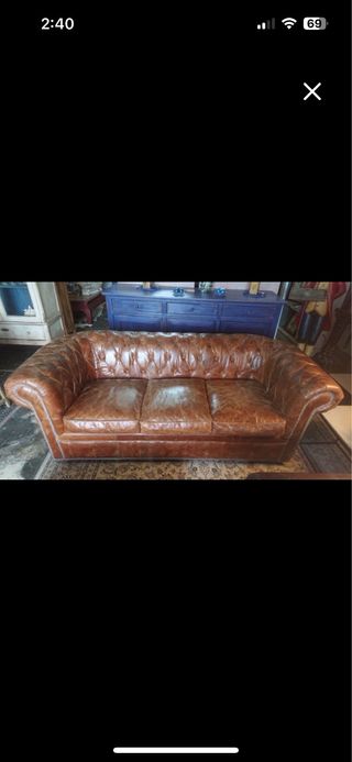 Sofá Chester de Piel Marrón.