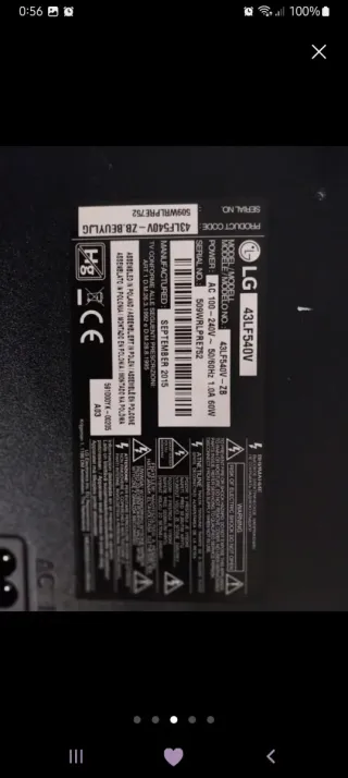 Televisión Plasma 43 Negra