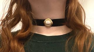 Collar choker vintage David Grau diseñador perla