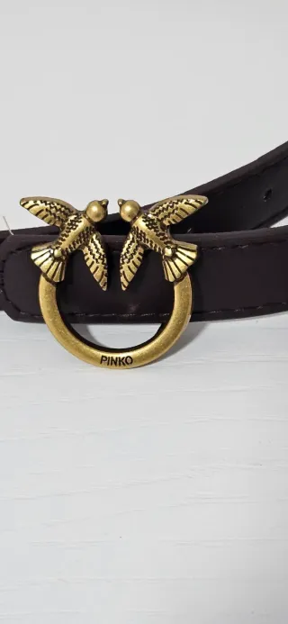 Cinturón Pinko Marrón y Dorado 105 cm