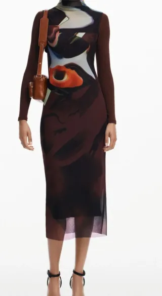 Vestido desigual multicolor naranja