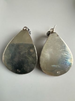Pendientes de plata piedras cristal gris y perlas