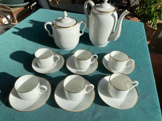 Juego Tazas y Cafetera Limoges Porcelana