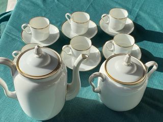 Juego Tazas y Cafetera Limoges Porcelana