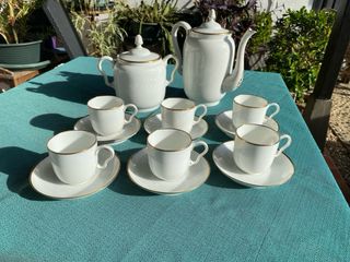 Juego Tazas y Cafetera Limoges Porcelana