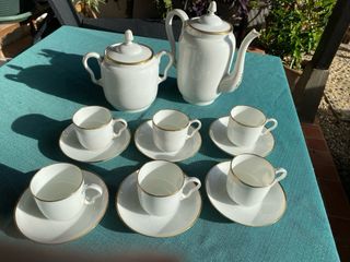 Juego Tazas y Cafetera Limoges Porcelana