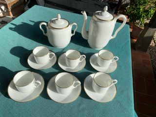 Juego Tazas y Cafetera Limoges Porcelana