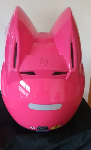 Casco Moto Rosa con Orejas