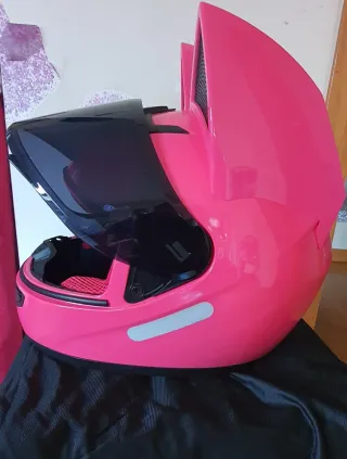 Casco Moto Rosa con Orejas