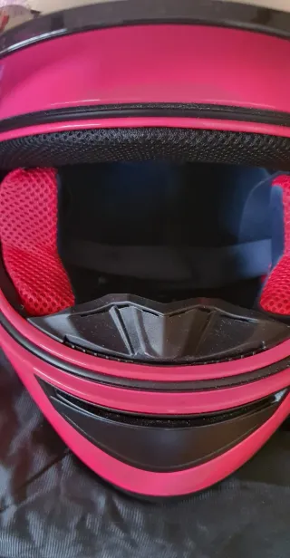 Casco Moto Rosa con Orejas