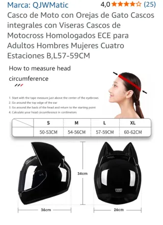 Casco Moto Rosa con Orejas