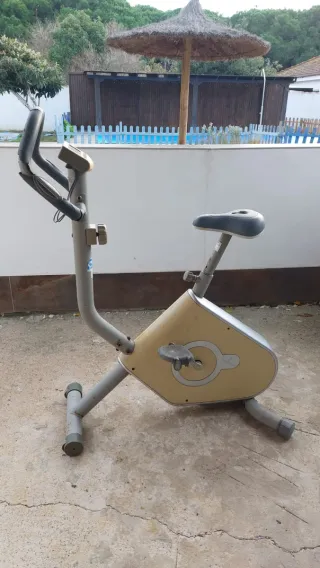 Bicicleta Estática Gris y Beige