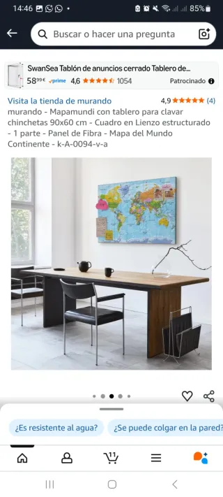 Cuadro Mapa Mundi Lienzo