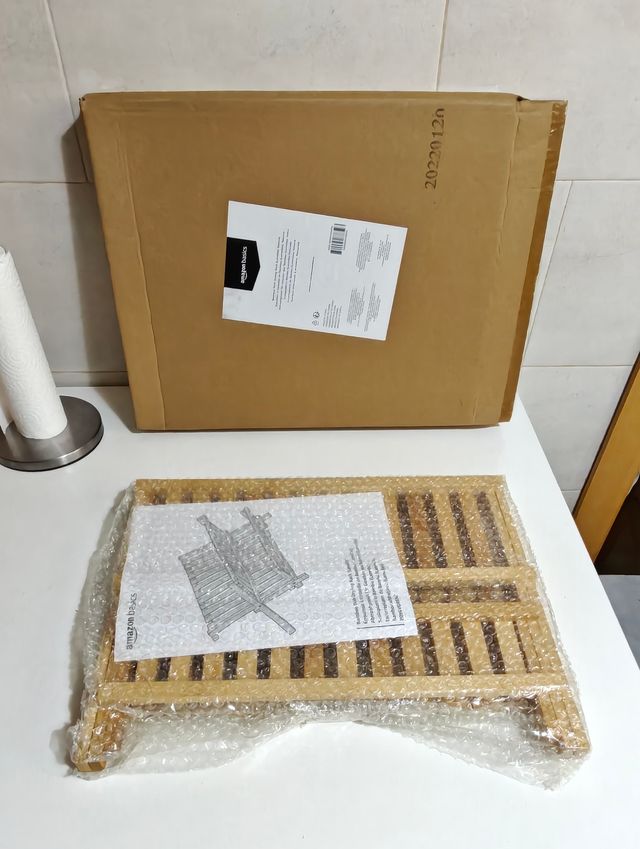 Escurreplatos Bambú Natural Plegable dos Niveles