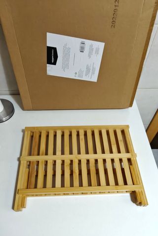 Sgocciolatore per Piatti in Bambù Naturale Pieghevole a Due Livelli