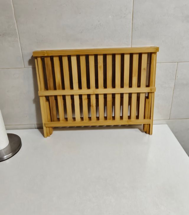 Escurreplatos Bambú Natural Plegable dos Niveles