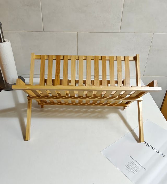 Escurreplatos Bambú Natural Plegable dos Niveles