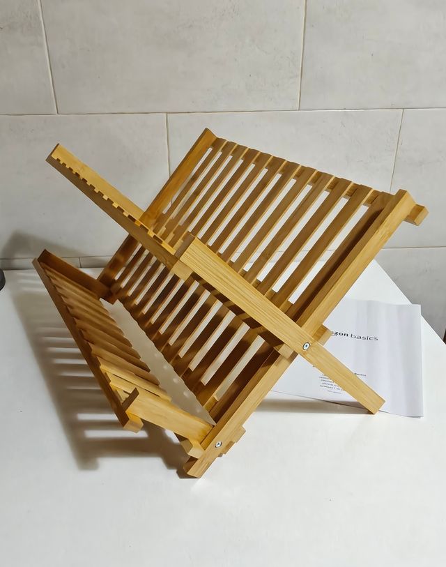 Escurreplatos Bambú Natural Plegable dos Niveles