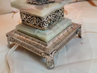 Lampada da tavolo Tiffany vetro,metallo e onice